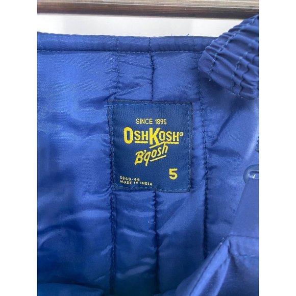 OshKosh BGosh Toddler Kids Ski Snow Bib Overalls Navy Blue Front Zip Size 5 - Picture 4 of 5